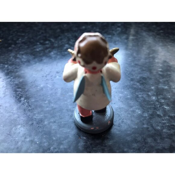 Vintage Christmas Wooden Music Angel Playing The Cymbals Erzgebirge Made In Germ - Picture 3 of 8